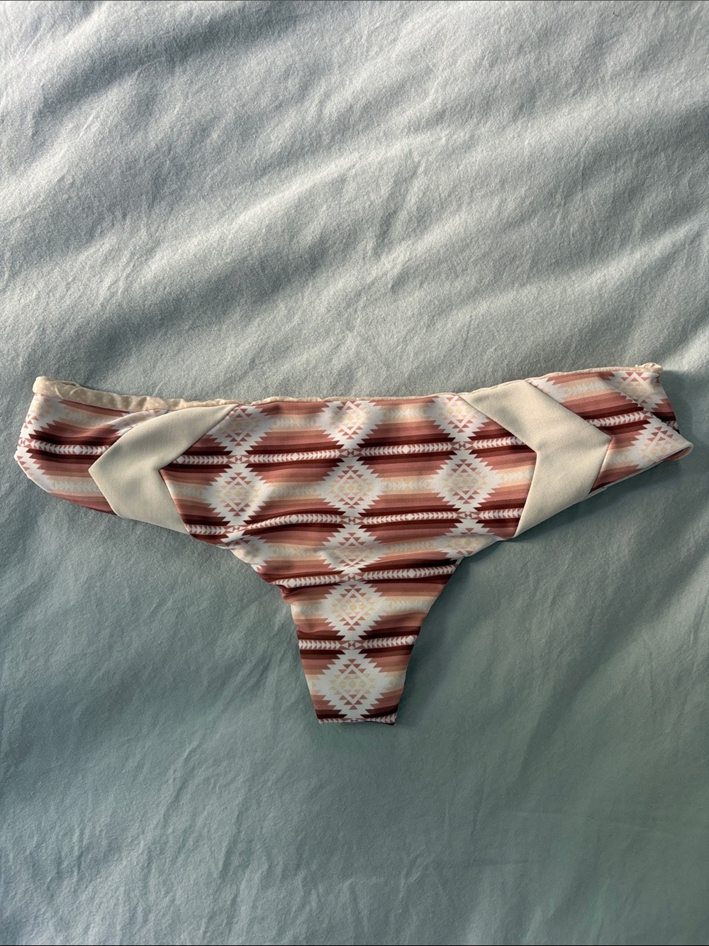 Cream & Pink Aztec-Print Bikini Bottom